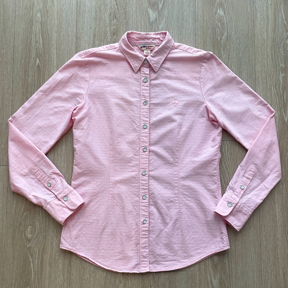 Brooks Brothers Red Fleece Fitted Button Up Dress Shirt Pastel Pink Size Small